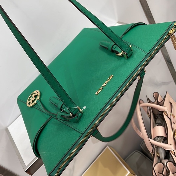 MICHAEL KORS Charlotte Large Leather Top-Zip Tote
Palmetto Green 
NWT - Picture 6 of 16